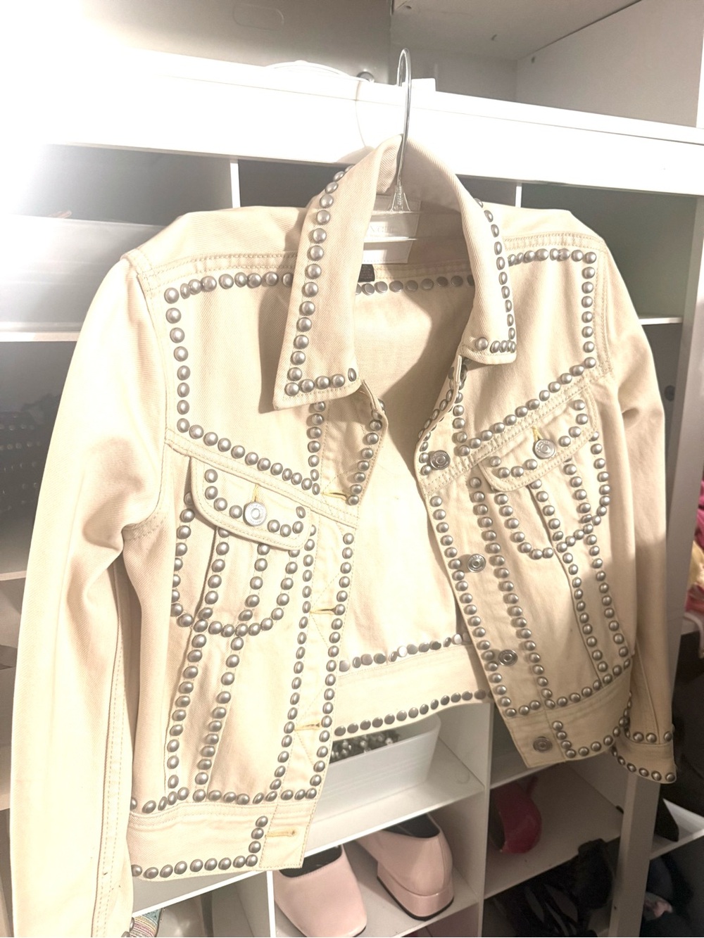 Coach Cream Leather Studded Jacket
